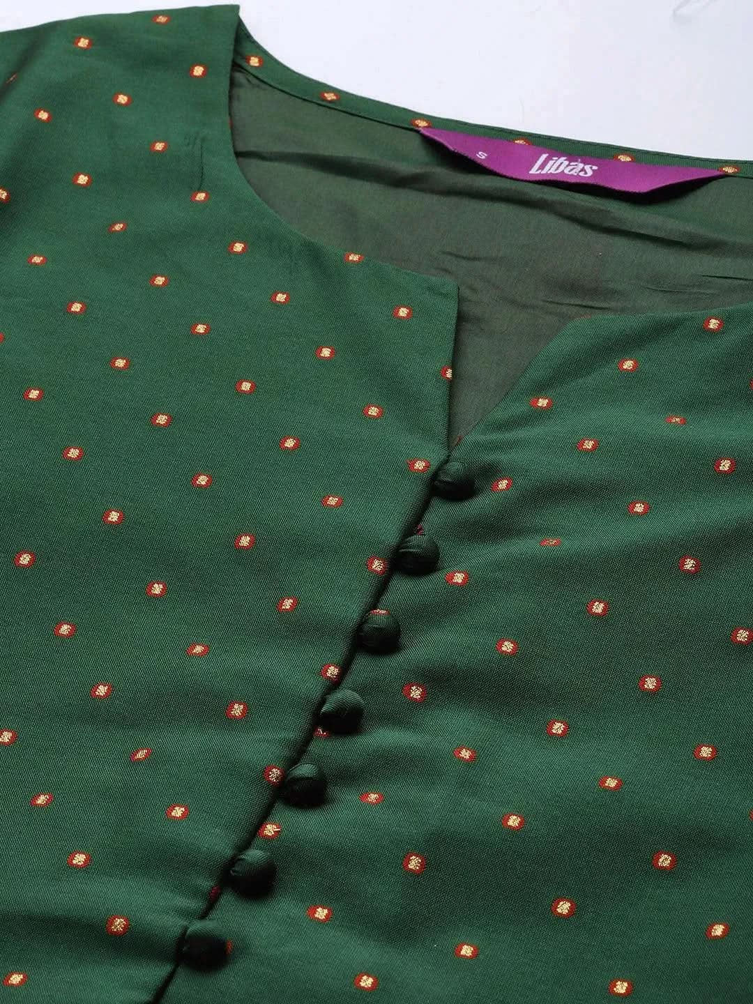 Green Self Design Art Silk Straight Kurta With Dupatta