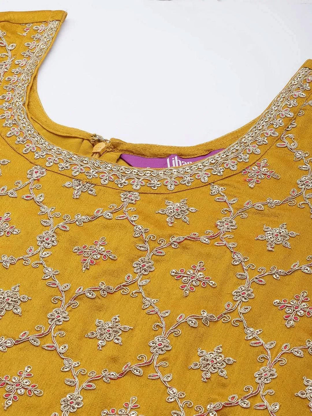 Mustard Embroidered Silk Blend Pakistani Suit